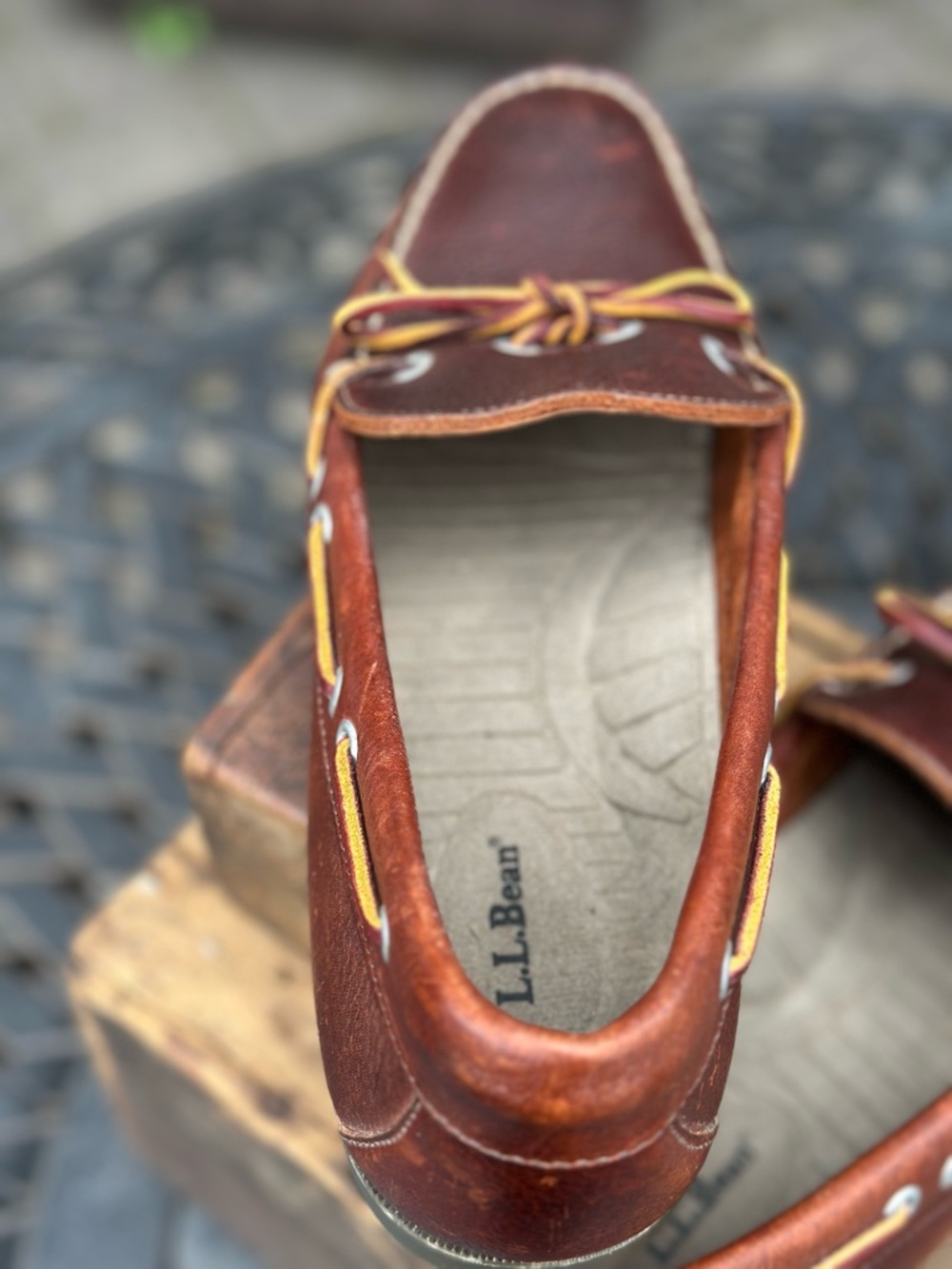 LL Bean Men's Brown Leather Moccasin Boat Shoes Loafers - Picture 5 of 8